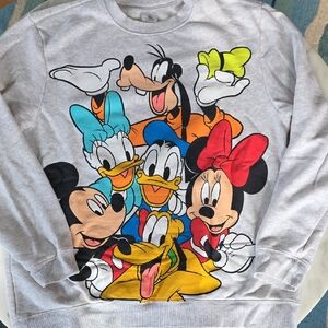 Disney Character Crewneck Sweatshirt - Gray with Multicolor Print